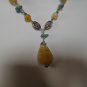 Silver-tone Teal/blue Colored Glass & Bead Necklace with Small Bead Spacers