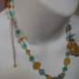 Silver-tone Teal/blue Colored Glass & Bead Necklace with Small Bead Spacers