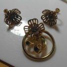 Vintage BN Brooch/Pendant & Matching Screw-Back Earrings