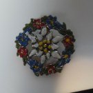 Vintage Multi-Color Floral Enamel Brooch