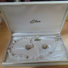 Vintage Elco Aurora Borealis Crystal Necklace & Clip-On Earring Set Estate Find