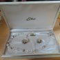 Vintage Elco Aurora Borealis Crystal Necklace & Clip-On Earring Set Estate Find