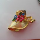 Vintage Enamel Rhinestone Faux Pearl Colorful Hat brooch/Pin