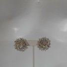 Vintage Aurora Borealis Round Wired Cluster Clip-On Earrings