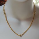 STS 925 Sterling Silver Dainty Thin Gold Overlay Chain & Ball Necklace