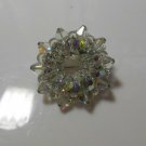 Vintage Aurora Borealis Silver-tone Rhinestone Wreath Brooch 1 5/8" Diameter