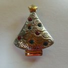 Lia Sophia Two-tone Dark Pink, Blue & Purple Rhinestone Christmas Tree Brooch