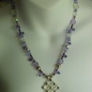 Crystal Rhinestone Purple Glass Bead Pendant Necklace