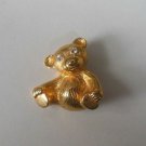 Vintage Gold-tone Rhinestone Teddy Bear Brooch