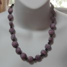 Soft Purple Swirl Bead Black Onyx & Black Wood Spacers Necklace