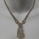 Vintage Faceted Clear Rhinestone Tassel Necklace