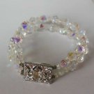 Vintage Double Strand Aurora Borealis Crystal Bracelet