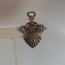 Vintage Two-tone Filigree Rhinestone Angel Brooch/Pin