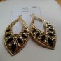Large Teardrop Shaped Black Jeweled lightweight Fashion Earrings