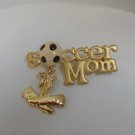 Signed Danecraft Gold-tone Soccer Mom Brooch W/ Dangling Shoes