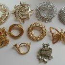 Vintage Lot of 10 Designer Brooches