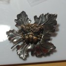 Large Vintage Stephen Dweck Silver-tone Leaf and Copper Butterfly Scarf Clip