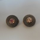 Vintage Joan Rivers Round Raised Silver-tone Clear Rhinestone Clip-on Earrings