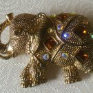 Vintage Gold-tone Jeweled Elephant Brooch