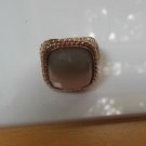 Vintage Goldtone Gray/Cream Stone Cocktail Stretch Ring Size 7