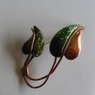 Vintage Matisse Renoir Copper/Enamel Leaves Brooch