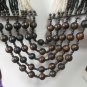 Vintage Large Black & White Multi-Strand Beaded Necklace Unique Clasp