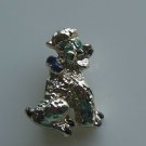 Vintage Enamel Poodle Dog Pin/Brooch w/Blue Eyes Small