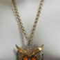 Vintage Large Two-tone Moveable Owl Pendant Necklace