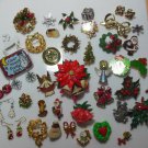 Vintage Christmas Brooches/Pins, Earrings Estate Jewelry Lot