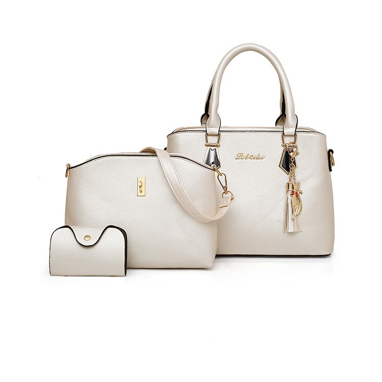 Elegant Date Night Solid Metal Patchwork 3 PC Handbag Tote Set