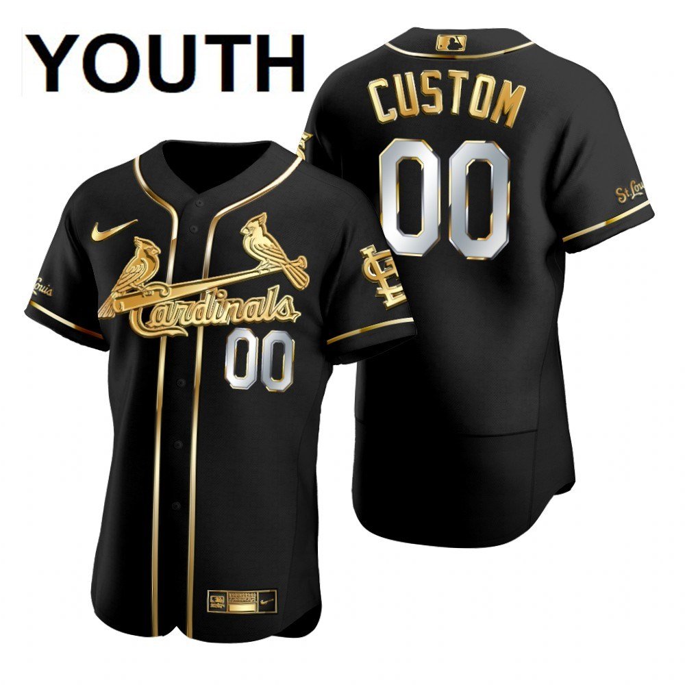 Youth,kids St. Louis Cardinals Custom Name Number Jersey Black Gold 