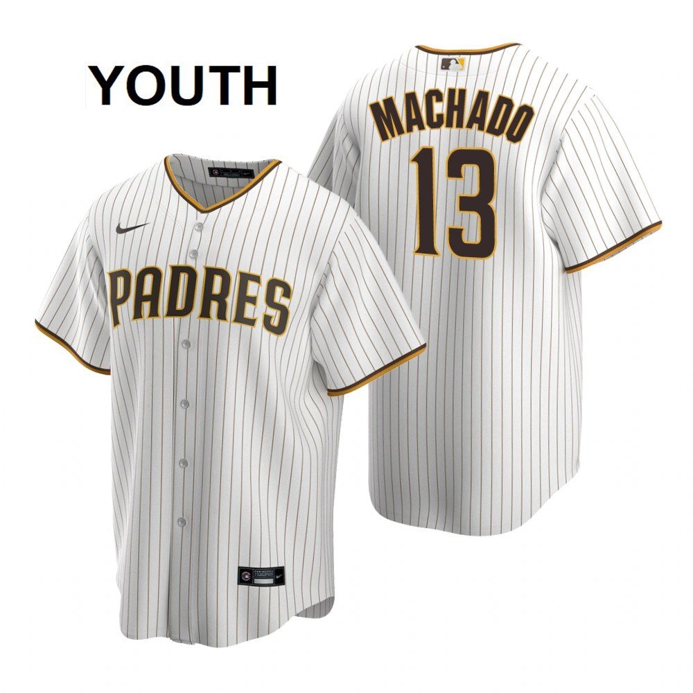 Youth,kids San Diego Padres 13 Manny Machado Jersey White/Brown