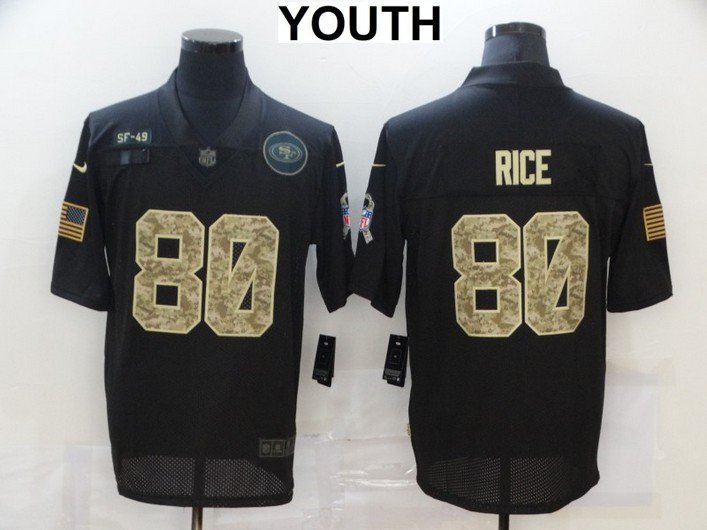 NFL_Jerseys Jersey San Francisco''49ers'' 97 Nick Bosa 85 George Kittle 80  Jerry Rice 16 Joe Montana''NFL'' Youth Camo Salute to Service Limited 