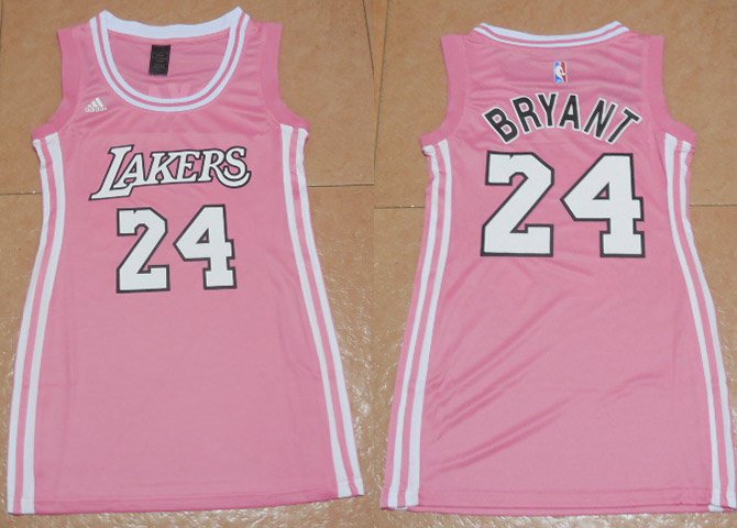 Women's Los Angeles Lakers #24 Kobe Bryant Jersey Dress Pink