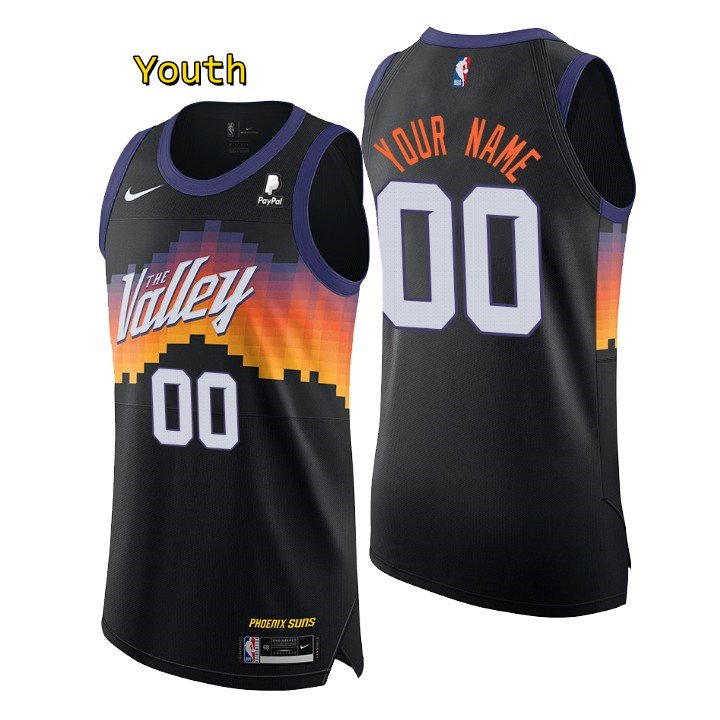 Youth,kids Phoenix Suns Custom Name Number Jersey Black City Edition ...