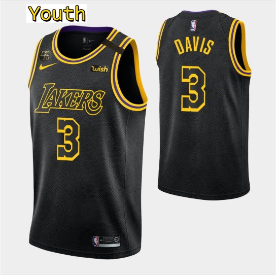 Youth,kids Los Angeles Lakers #3 Anthony Davis Jersey Black ...