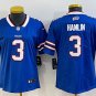 Women's Football Bills Uniform #3 Damar Hamlin Jerseys Royal Team Game Player Limited ladys Shirts