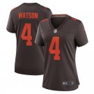 Women's Football Browns Uniform #4 Deshaun Watson Jerseys Alternate Player Game Limited ladys Shirts