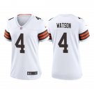 Women's Football Browns Uniform #4 Deshaun Watson Jerseys White Player Game Limited ladys Shirts