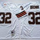 men's & youth Football Browns Uniform #32 Jim Brown Jerseys 1963 Vintage White Throwback Shirts