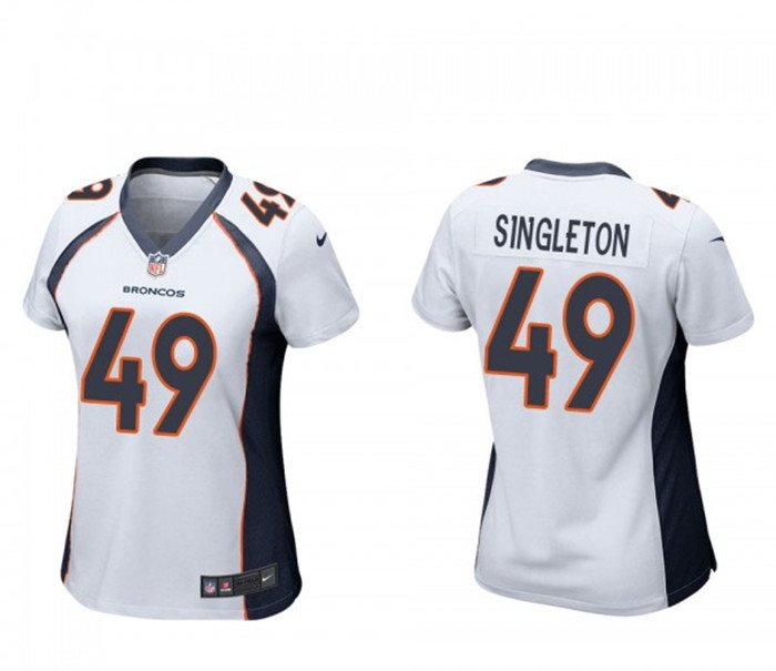 Women's Football Broncos Uniform #49 Alex Singleton Jerseys White Player Game Limited ladys Shirts