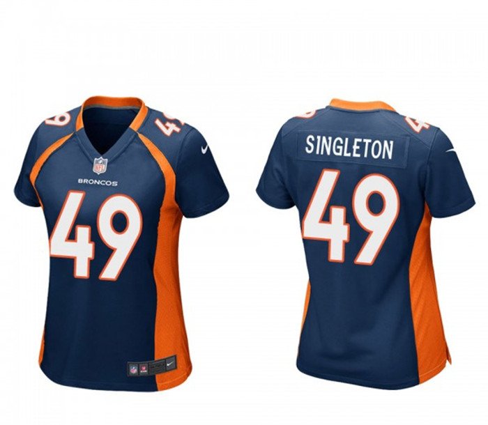 Women's Football Broncos Uniform #49 Alex Singleton Jerseys Navy Player Game Limited ladys Shirts