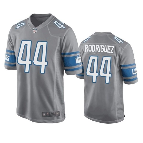 men's & youth Football Lions Uniform #44 Malcolm Rodriguez Jersey Silver Player Game Limited Shirts