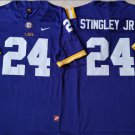 men's & youth Football Tigers Uniform #24 Derek Stingley Jr. Jerseys College Purple Limited Shirts