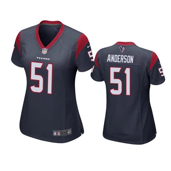 Women's Football Texans Uniform #51 Will Anderson Jr. Jerseys Navy 2023 Draft Limited ladys Shirts