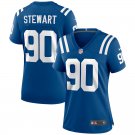 Women's Football Colts Uniform #90 Grover Stewart Jerseys Royal Player Game Limited ladys Shirts