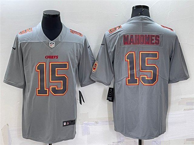 men's Football Chiefs Uniform #15 Patrick Mahomes Jerseys Gray Atmosphere Fashion adults Shirts