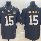 men's & youth Football Chiefs Uniform #15 Patrick Mahomes Jerseys Black Gold C patch Limited Shirts