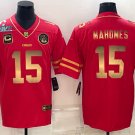 men's & youth Chiefs Uniform #15 Patrick Mahomes Jerseys Red Gold 2023 Super Bowl LVII C patch