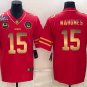 men's & youth Chiefs Uniform #15 Patrick Mahomes Jerseys Red Gold 2023 Super Bowl LVII C patch
